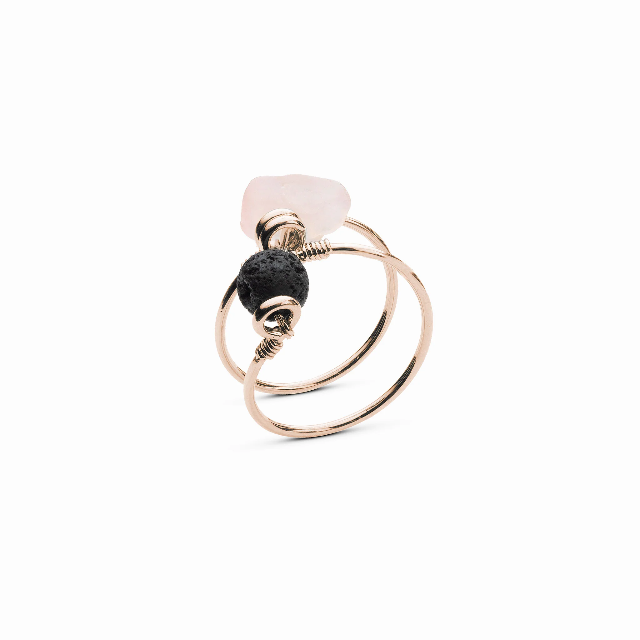 Rose Quartz Double Wrap Diffuser Ring
