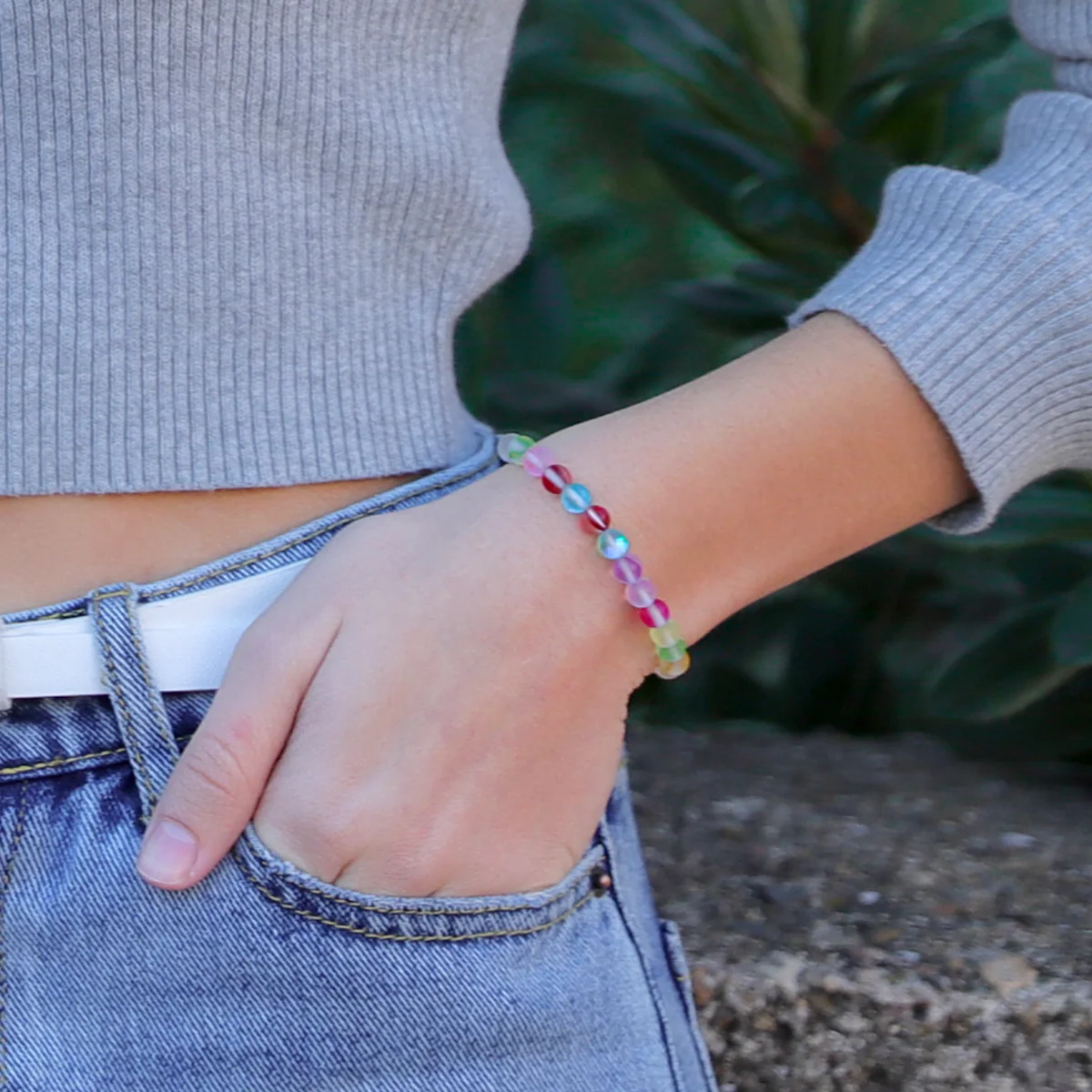 Kids Glow Glass Adjustable Bracelet (Rainbow) - Image 6