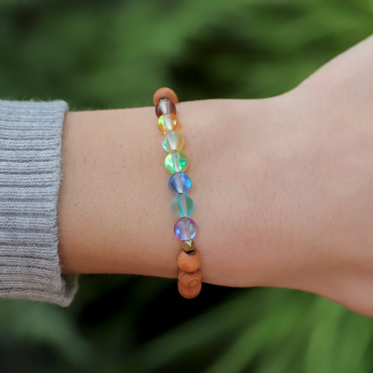 Glow Glass Chakra Kids Wood Bracelet - Image 7