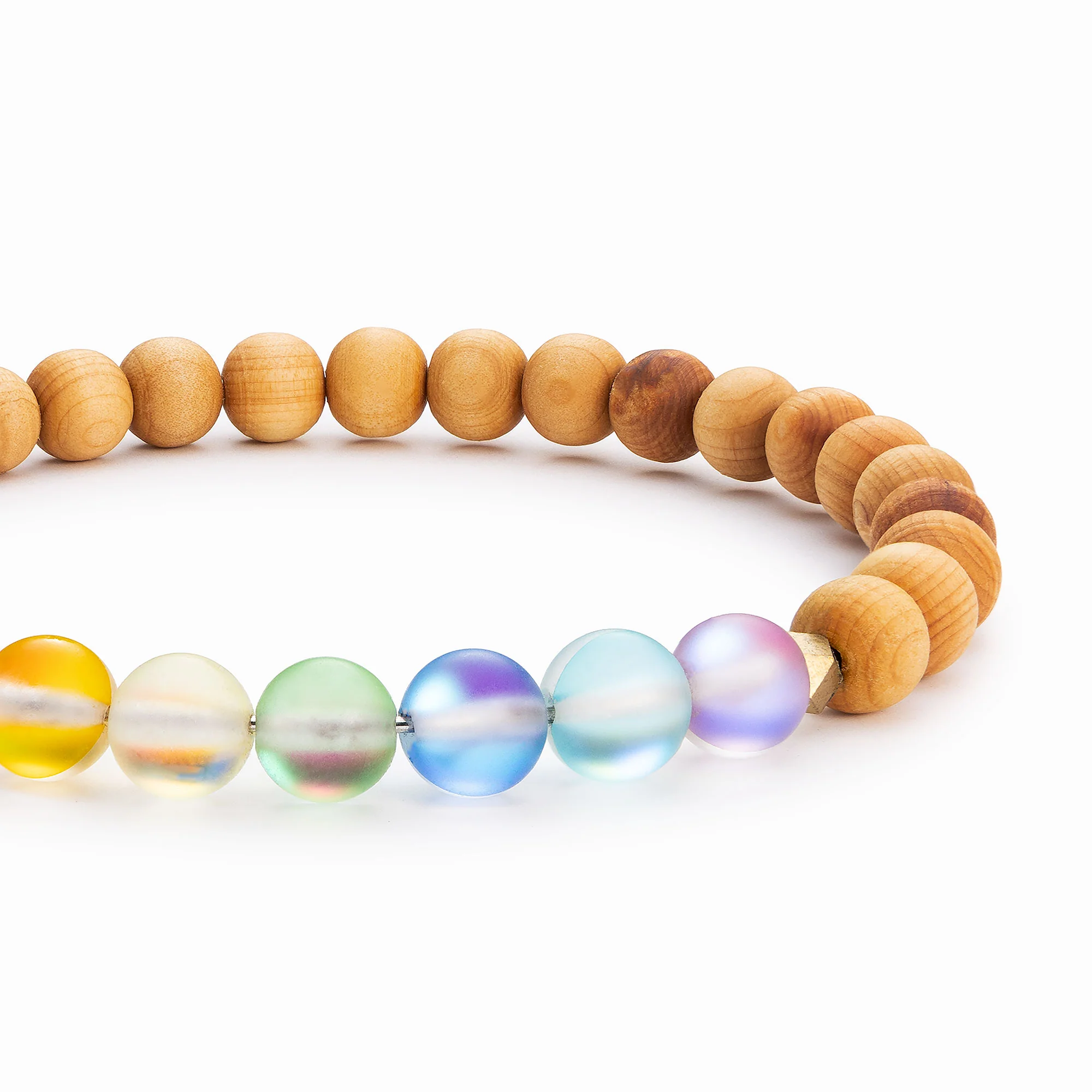Glow Glass Chakra Wood Bracelet - Image 2