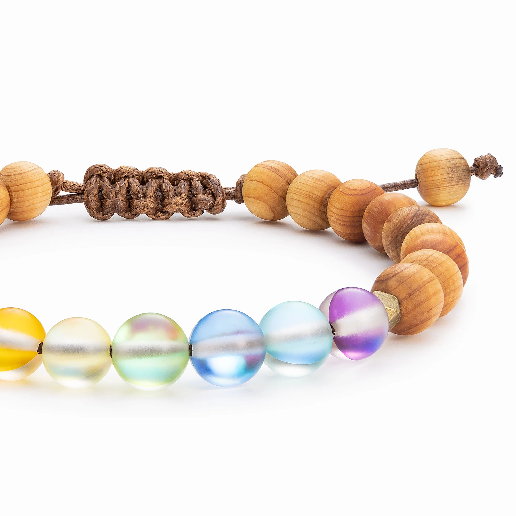 Glow Glass Mini Chakra Wood Adjustable Bracelet - Image 2