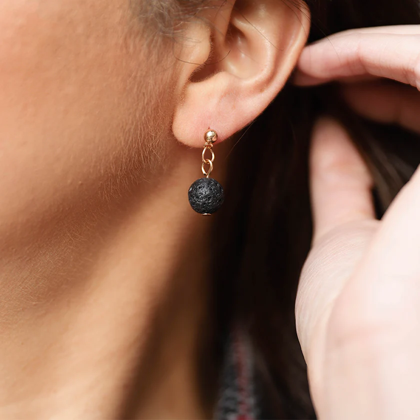 Single Lava Stone Diffuser Earrings - Image 6