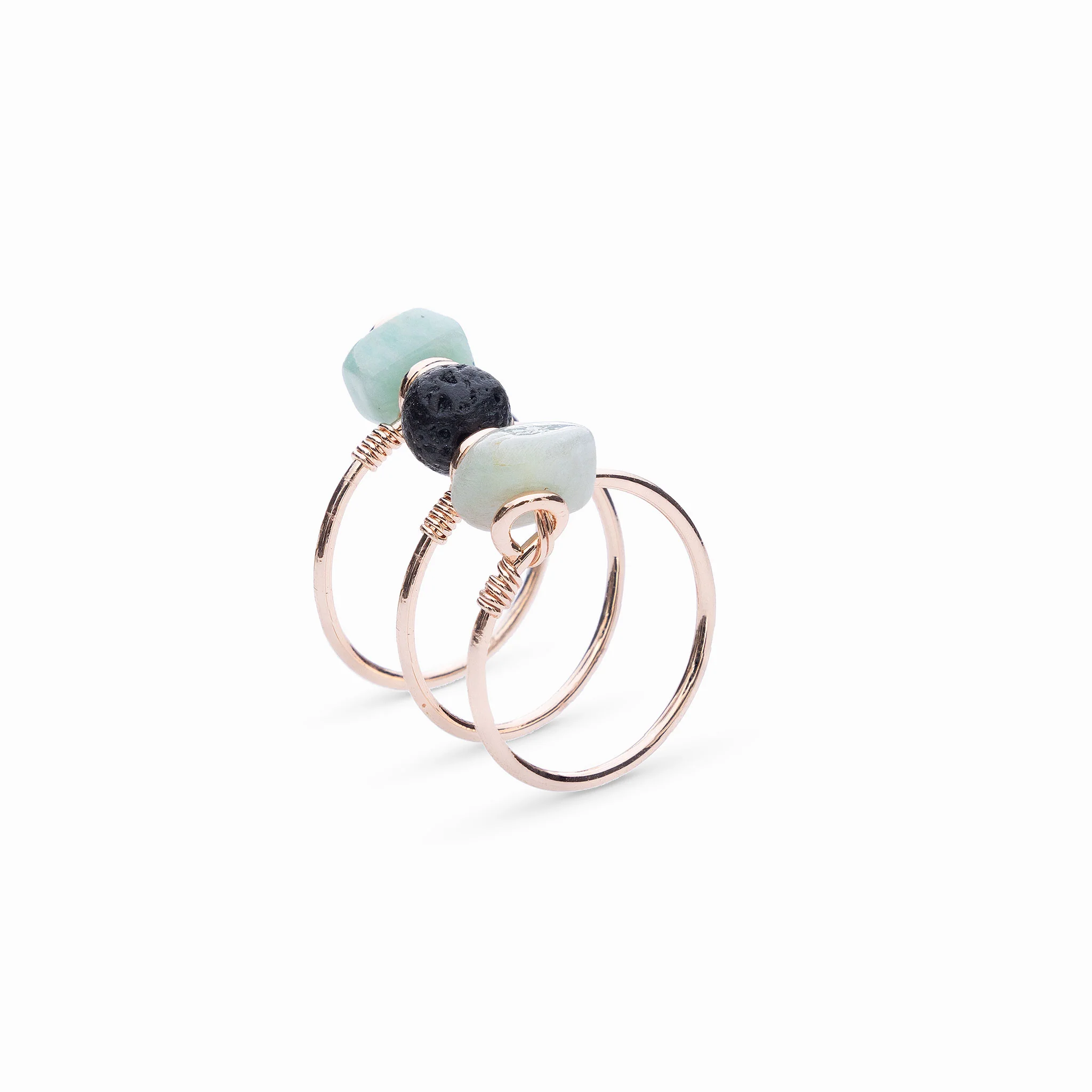 Triple Wrap Amazonite Diffuser Ring