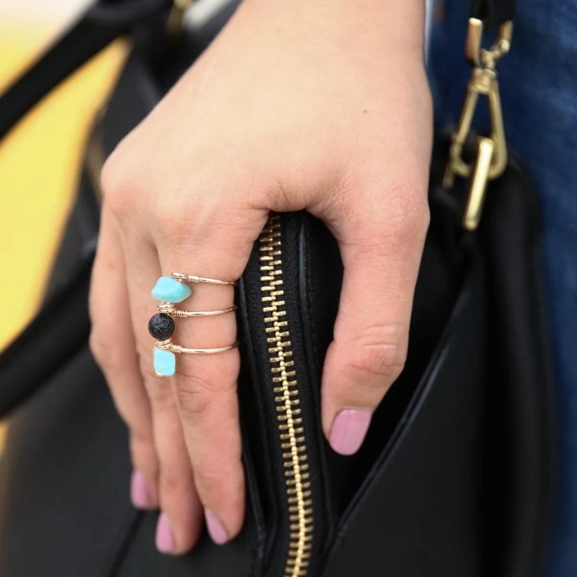 Triple Wrap Amazonite Diffuser Ring - Image 3